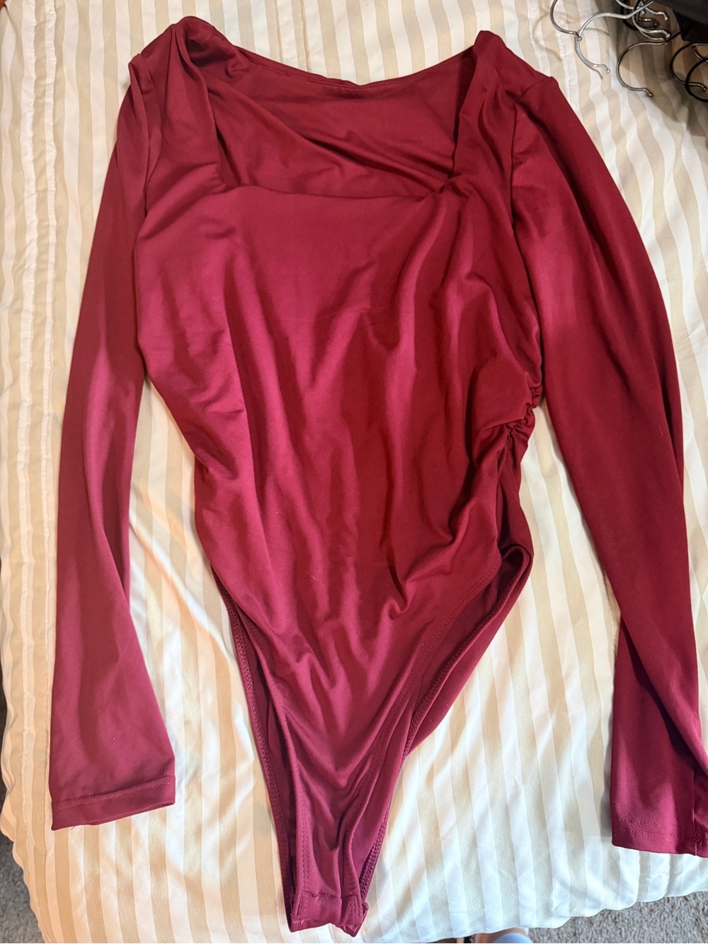 Women's Long-Sleeve Bodysuit in Burgundy